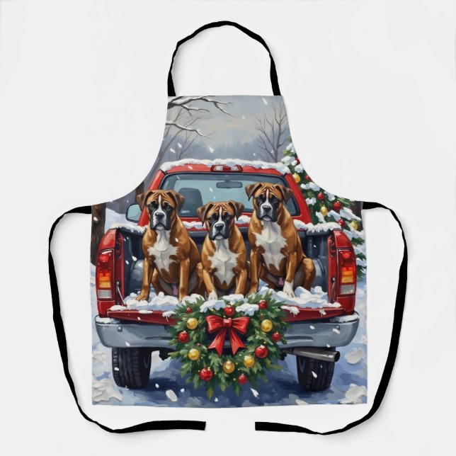 Tablier Camion rouge de Noël Boxer Fêtes (Recto)