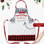 Tablier Camion vintage, Arbres Coupés Frais, Plaid De Buff<br><div class="desc">Superbe tablier de vacances avec votre propre nom de famille, nom ou nom d'entreprise et exquise aquarelle peinte à la main paysage hivernal de montagnes, forêt, vieille mode camion vintage rouge avec arbres de Noël, bannière de nom rouge et la phrase "Arbres de Noël frais coupés" en calligraphie rouge et...</div>
