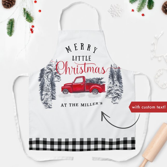 Tablier Camion vintage Joyeux Petit Buffle de Noël Plaid (Créateur téléchargé)