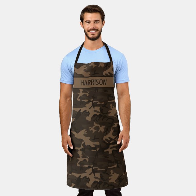 Tablier Camo Personnalisé Marron (Porté)
