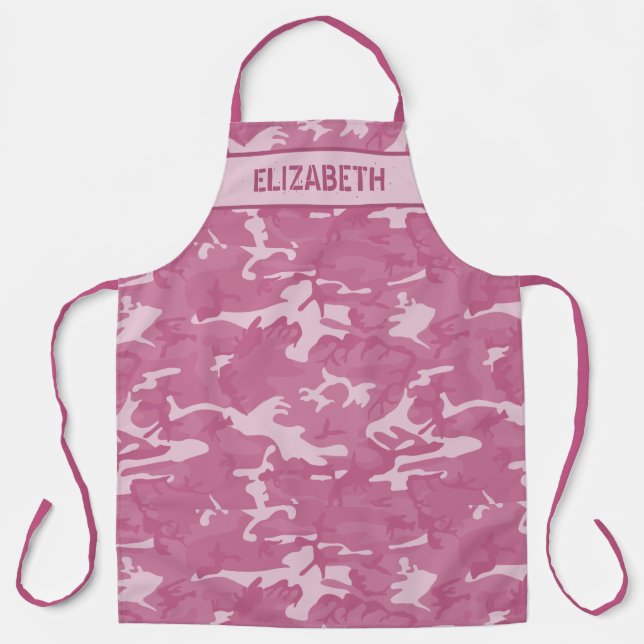 Tablier Camo rose personnalisé (Recto)