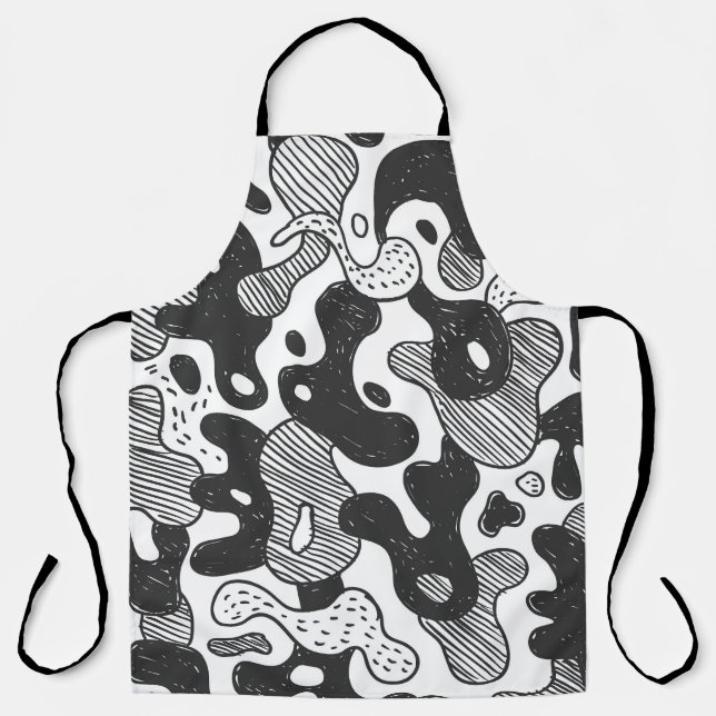 Tablier Camouflage de Doodle Abstrait style noir (Recto)