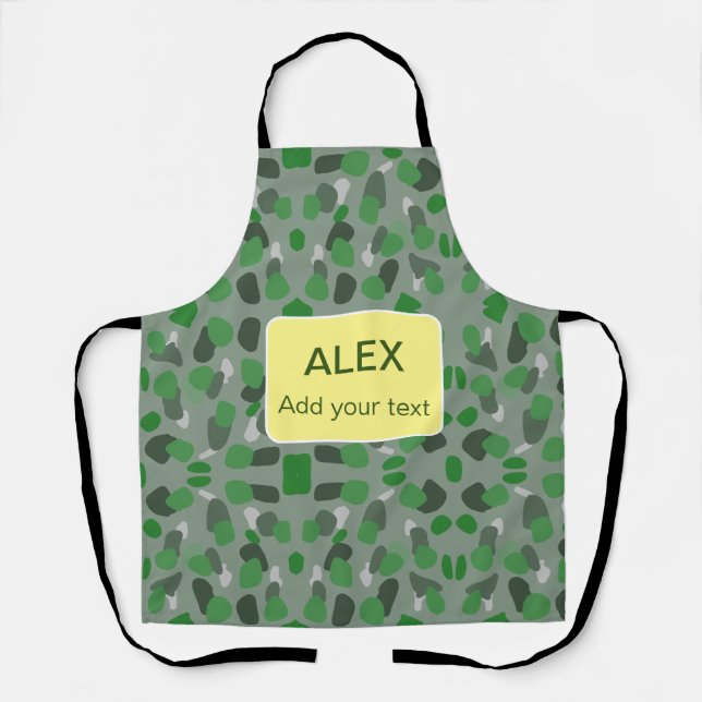 Tablier Camouflage vert camo ajouter nom texte école collè (Recto)
