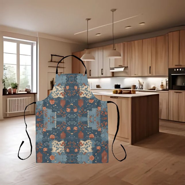 Tablier Campagne Bleu Rouille Fermette  (Créateur téléchargé)