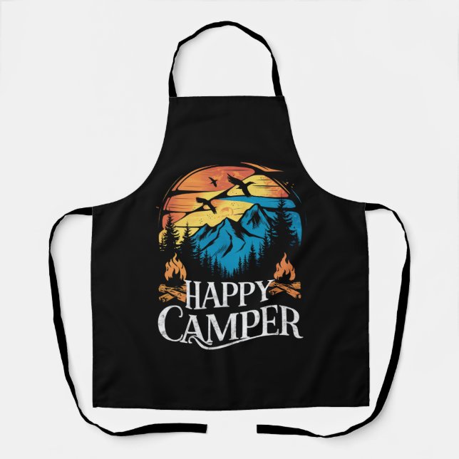 Tablier Camping heureux rétro vintage Équipage de camping  (Recto)