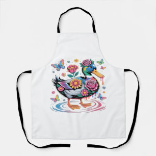Tablier Canard Fantastique Coloré avec Fleurs et Papillons