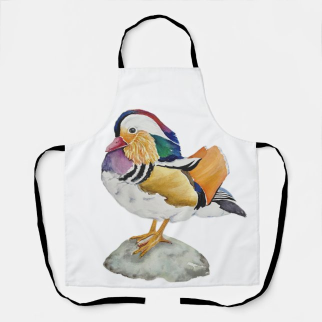 Tablier Canard mandarin à l'aquarelle (Recto)