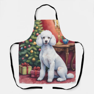 Tablier Caniche élégant à côté de l'arbre de Noël Chien de