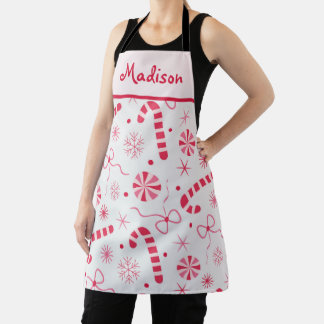 Tablier Canneberges de Noël Preppy avec rubans roses perso