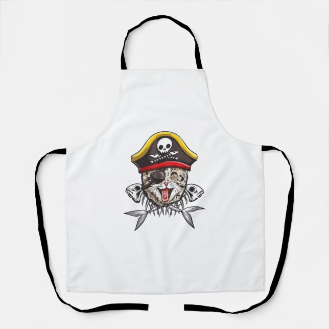 Tablier Capitaine Pirate Chat Hommes Jolly roger Drapeau C (Recto)
