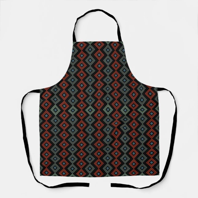 Tablier Capri carreaux moderne rouge et bleu (Recto)