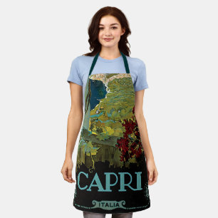 Tablier Capri, Italie, Art de l'affiche de voyage vintage 