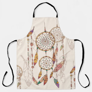 Tablier Capteur de rêve bohème avec perles et plumes, se