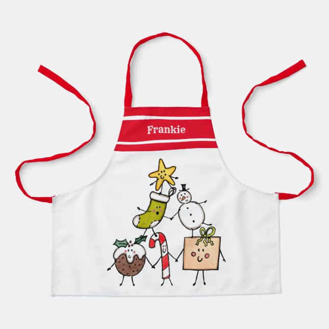 Tablier Caractères de Noël personnalisés (Recto)