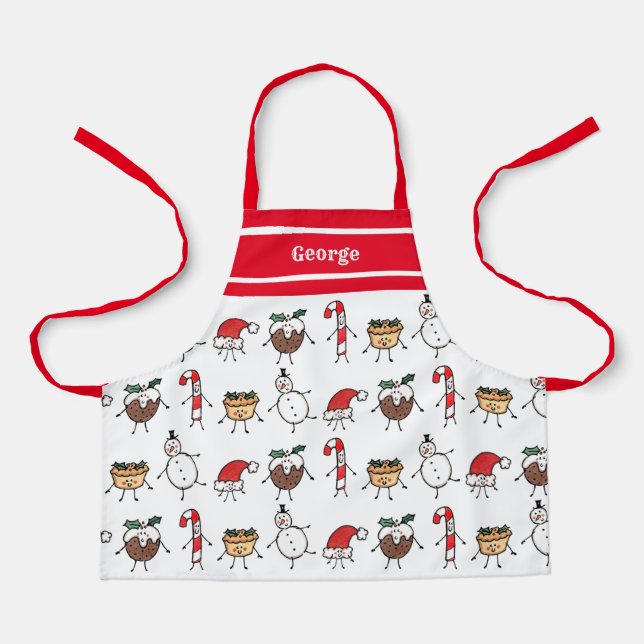 Tablier Caractères de Noël personnalisés (Recto)