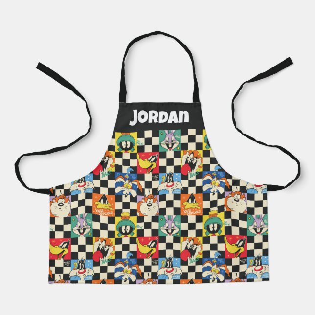 Tablier Caractères LOONEY TUNES™ sur Checker noir et blanc (Recto)