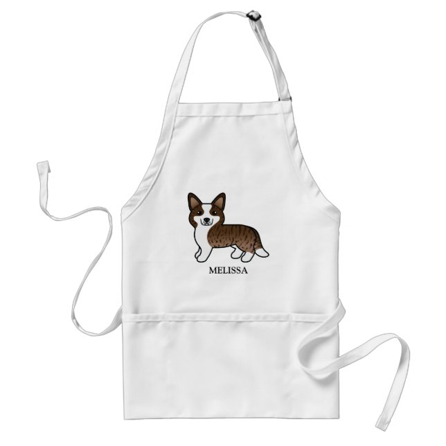 Tablier Cardigan Welsh Corgi Bringé Chien & Nom (Devant)