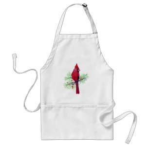 Tablier Cardinal de Noël Aquarelle Oiseau art