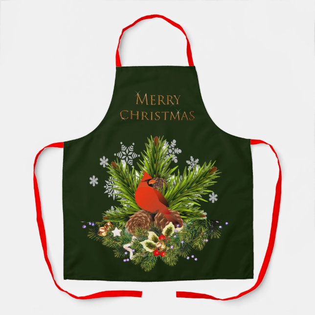 Tablier Cardinal de Noël et verdure de fêtes (Recto)