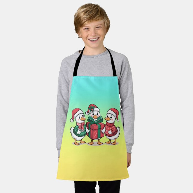 Tablier Caricature de canards de Noël mignons Art-68105 (Porté)