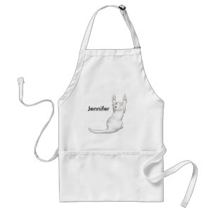 Tablier Caricature de chat blanc dessinant gratter et déch