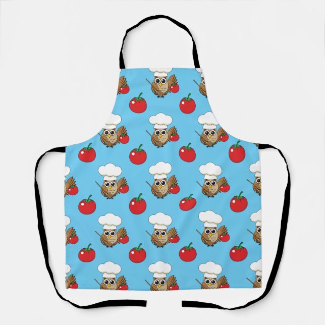 Tablier Caricature de Chouette à Cuisine mignonne (Recto)
