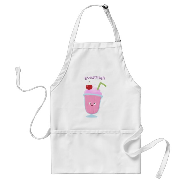 Tablier Caricature de crème glacée de fraise mignonne (Devant)