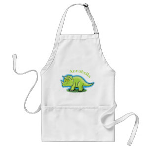 Tablier Caricature de dinosaure de triceratops vert mignon