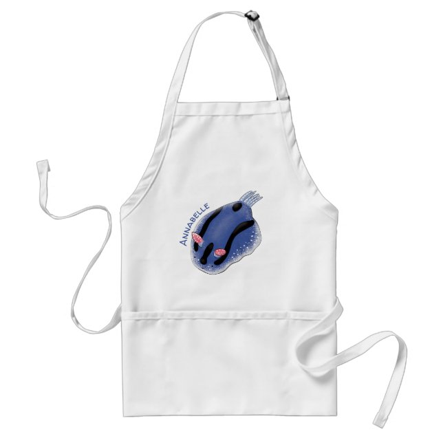Tablier Caricature de nudibranche bleu mignon (Devant)