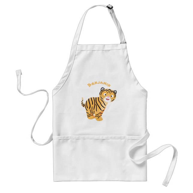 Tablier Caricature de petit tigre joyeux (Devant)