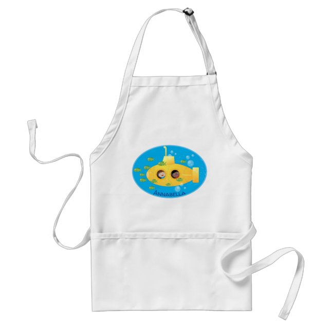 Tablier Caricature de poisson sous-marin jaune mignon (Devant)