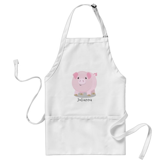Tablier Caricature de porc mignon rose pot vendue (Devant)
