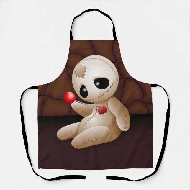 Tablier Caricature de poupée vaudou en amour (Recto)