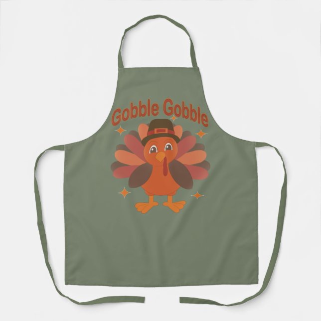 Tablier Caricature de Turquie Thanksgiving - "Gobble Gobbl (Recto)