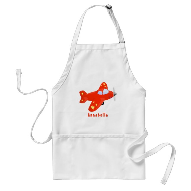 Tablier Caricature de vol d'avion rouge mignon (Devant)