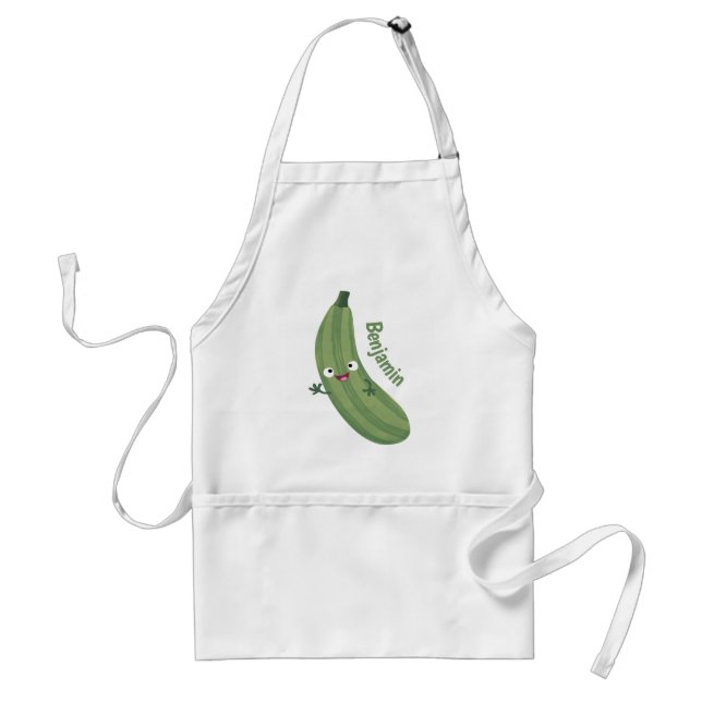 Tablier Caricature joyeux de courgettes mignonnes (Devant)