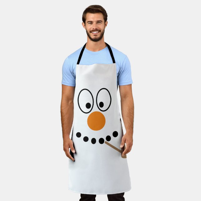 Tablier Caricature Noël Snowman visage (Porté)