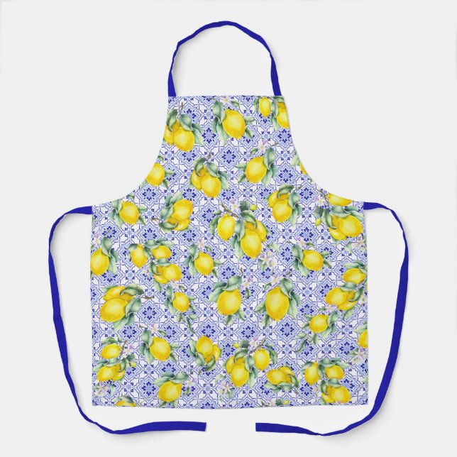 Tablier Carreau de motif de style provençal à l'aquarelle  (Recto)