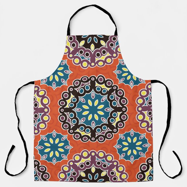 Tablier Carrelage arabe, motif patchwork vintage. (Recto)