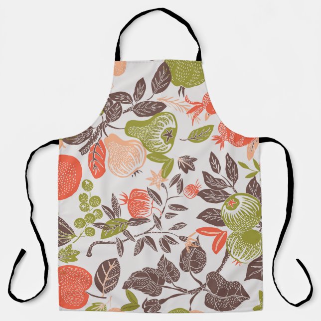 Tablier Carrelage décoratif aux fruits d'automne. (Recto)