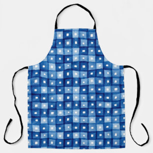 Tablier Carrés Bleus, Aquarelle Mosaïque sans joint.