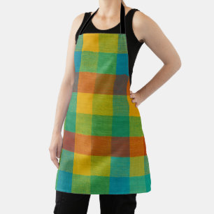 Tablier Carrés couchers de soleil - Cuisine Plaid Colorée 