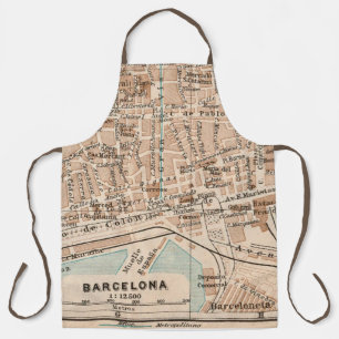 Tablier Carte ancienne de Barcelone 