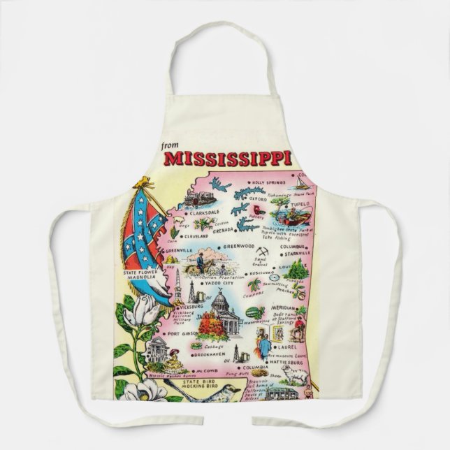 Tablier Carte ancienne de l'État du Mississippi (Recto)