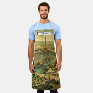 Tablier Carte ancienne de Paris vue à vol d'oiseau