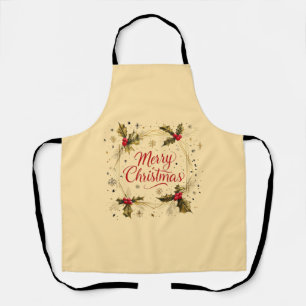 Tablier Carte classique Joyeux Noël avec Holly Design