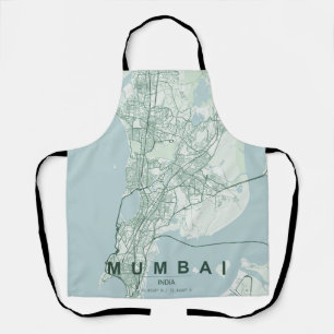 Tablier Carte de la ville de Mumbai en Inde, design minima
