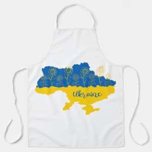 Tablier Carte de l'Ukraine avec tournesol et drapeau ukrai