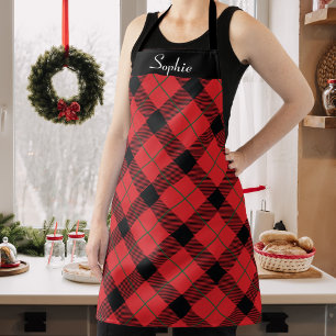 Tablier Carte de Noël personnalisée rouge, noir et vert