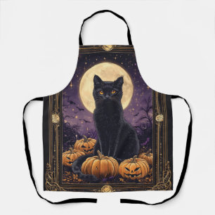 Tablier Carte de tarot thématique Halloween avec un chat n